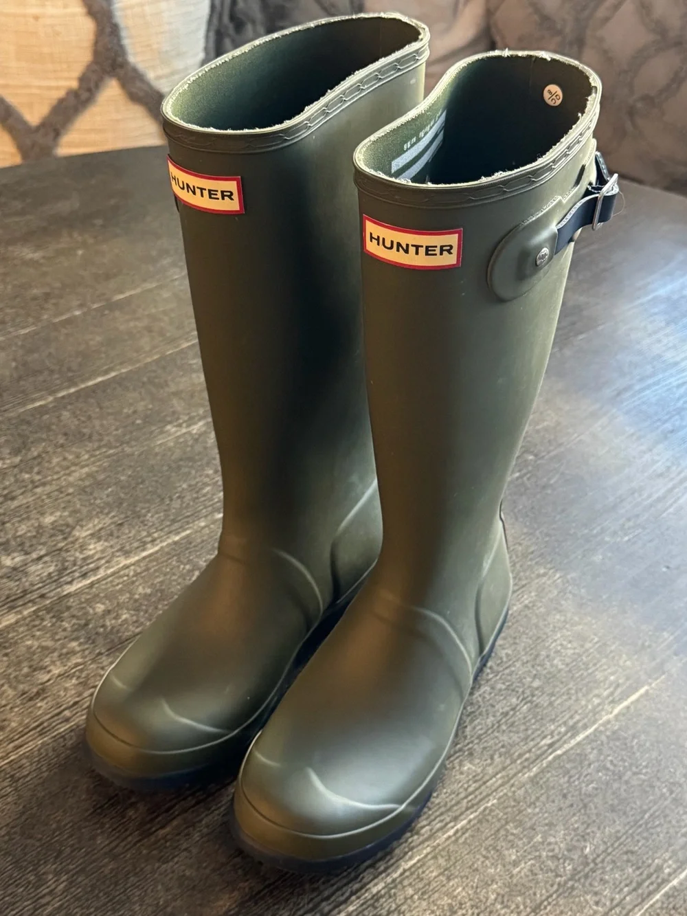 Hunter Kids Olive Rubber Tall Rain Boots 5 Girls